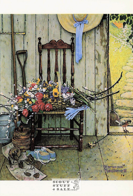 SPRING FLOWERS, Norman Rockwell Artwork Postcard, Classico SF #611-176