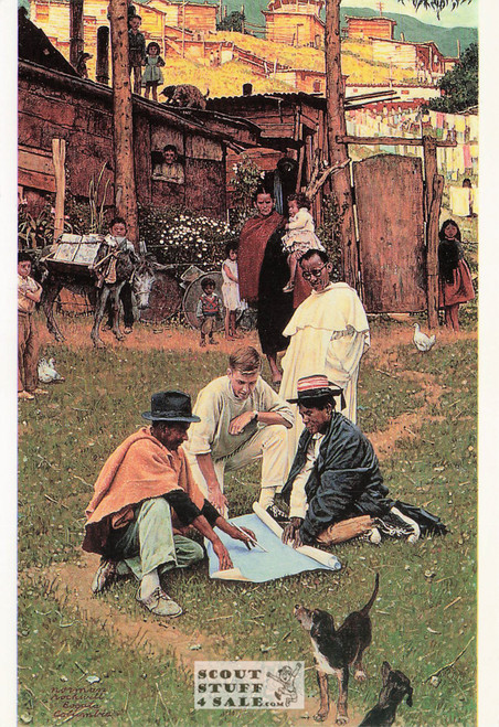 THE PEACE CORPS IN BOGOTA, Norman Rockwell Artwork Postcard, #611-187