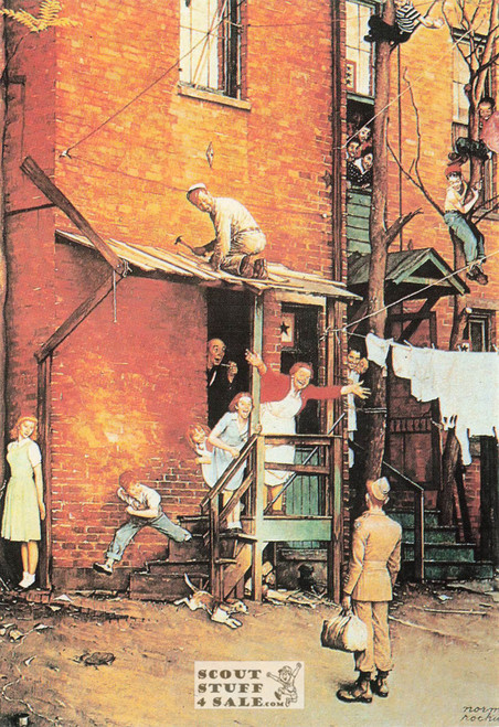 HOMECOMING GI, Norman Rockwell Artwork Postcard, Classico SF #611-193