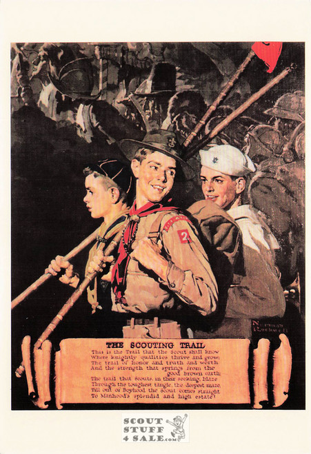 THE SCOUTING TRAIL, Norman Rockwell Postcard, Boy Scouts America, #611-224