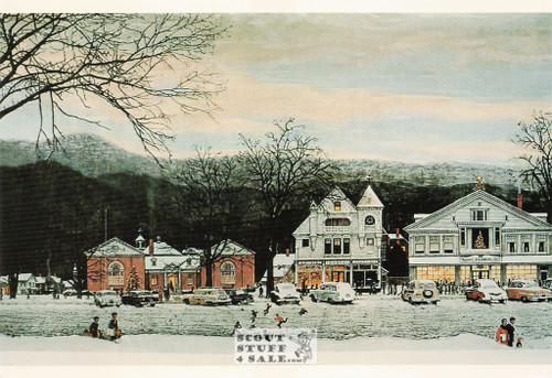 STOCKBRIDGE AT CHRISTMAS, Norman Rockwell Art Postcard, Classico #611-242