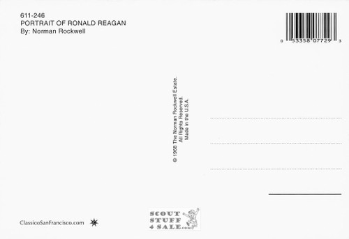 PORTRAIT OF RONALD REAGAN, Norman Rockwell Art Postcard, Classico #611-246
