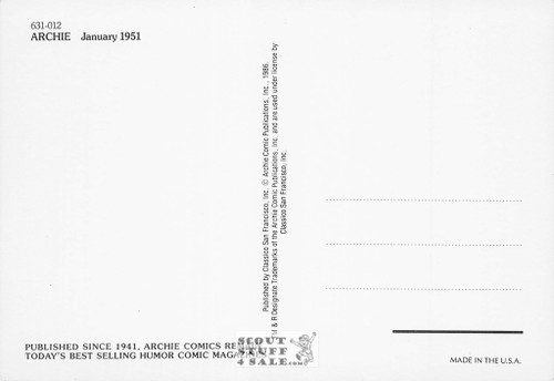 January 1951 Archie Comic Book Cover Postcard, Classico SF #631-012