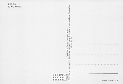 King Kong Universal Studios Tour Postcard, Classico San Francisco #642-002