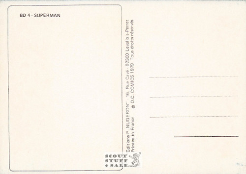Superman French Superhero Postcard, DC Comics, Editions Nugeron #BD4