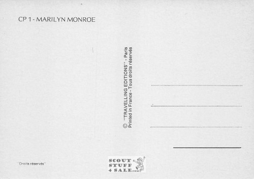 Marilyn Monroe Black/White French Movie Postcard, Editions Nugeron #CP1
