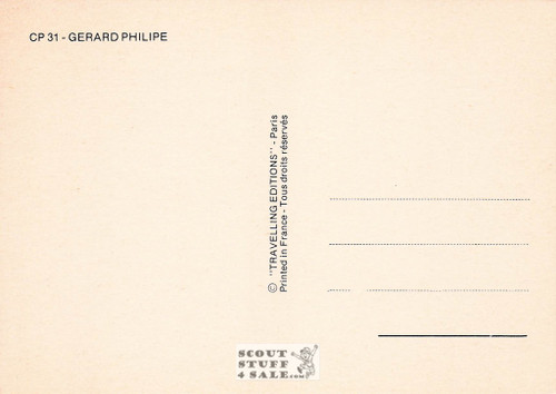 Gerard Philipe Black/White French Movie Postcard, Editions Nugeron #CP31