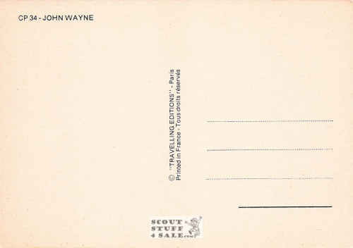 John Wayne Black/White French Movie Postcard, Editions Nugeron #CP34