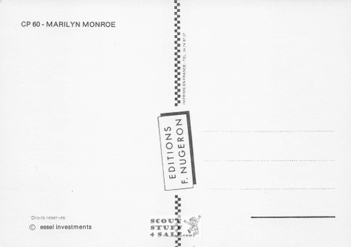 Marilyn Monroe Black/White French Movie Postcard, Editions Nugeron #CP60