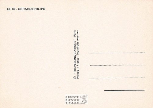 Gerard Philipe Black/White French Movie Postcard, Editions Nugeron #CP87