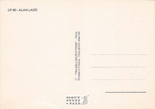 Alan Ladd Black/White French Movie Postcard, Editions Nugeron #CP90