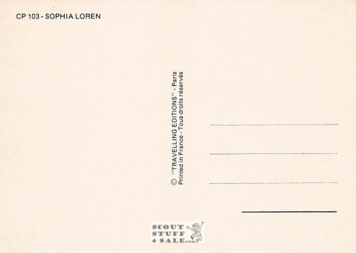 Sophia Loren Black/White French Movie Postcard, Editions Nugeron #CP103