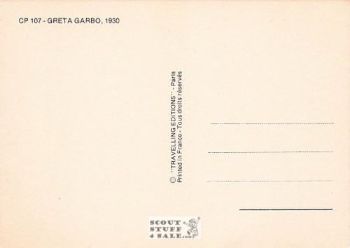 Greta Garbo Black/White French Movie Postcard, Editions Nugeron #CP107