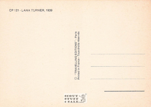 Lana Turner Black/White French Movie Postcard, Editions Nugeron #CP121