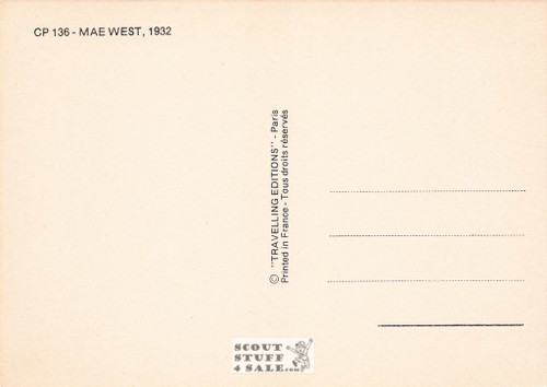 Mae West Black/White French Movie Postcard, Editions Nugeron #CP136