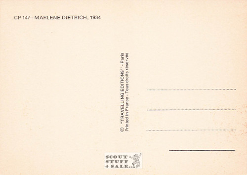 Marlene Dietrich Black/White French Movie Postcard, Editions Nugeron #CP147