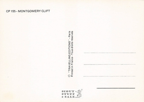 Montgomery Clift Black/White French Movie Postcard, Editions Nugeron #CP155