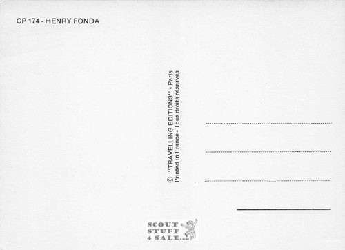 Henry Fonda Black/White French Movie Postcard, Editions Nugeron #CP174