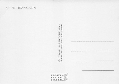 Jean Gabin Black/White French Movie Postcard, Editions Nugeron #CP193