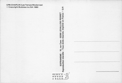 Charlie Chaplin Black/White French Movie Postcard, Sofraneme #CPS6