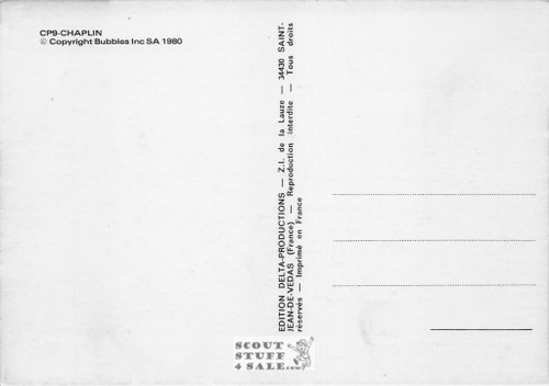 Charlie Chaplin Black/White French Movie Postcard, Delta Productions #CPS9
