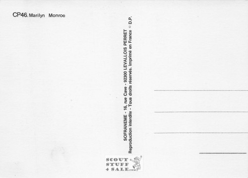 Marilyn Monroe Black/White French Movie Postcard, Sofraneme #CPS46