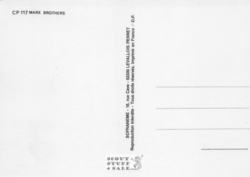 Marx Brothers Black/White French Movie Postcard, Sofraneme #CPS117