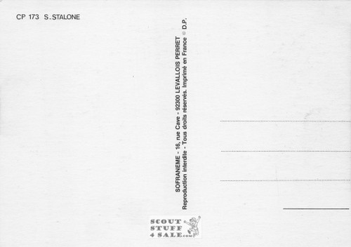 Sylvester Stallone Black/White French Movie Postcard, Sofraneme #CPS173