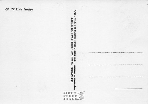 Elvis Presley Black/White French Movie Postcard, Sofraneme #CPS177