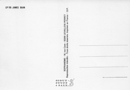 James Dean Black/White French Movie Postcard, Sofraneme #CPS195