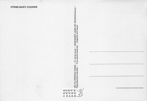 Gary Cooper Black/White French Movie Postcard, Delta Productions #CPS240