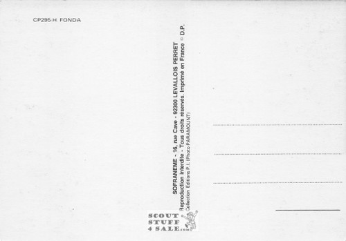 Henry Fonda Black/White French Movie Postcard, Sofraneme #CPS295