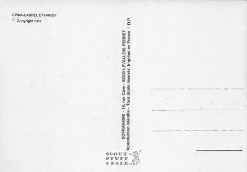 Laurel and Hardy Black/White French Movie Postcard, Sofraneme #CPS344