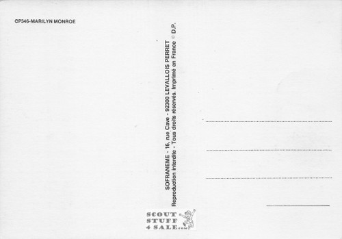 Marilyn Monroe Black/White French Movie Postcard, Sofraneme #CPS346