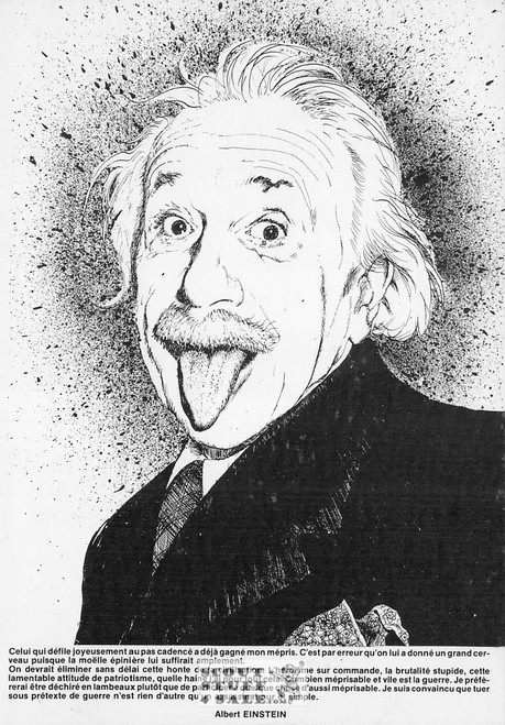 Albert Einstein Black/White French Postcard, Sofraneme #CPS359