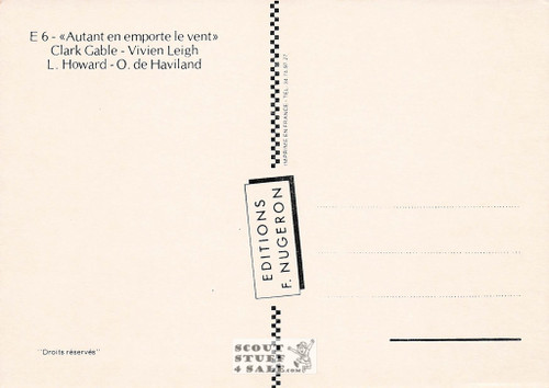 Gone With the Wind French Movie Poster Postcard, Editions Nugeron #E6