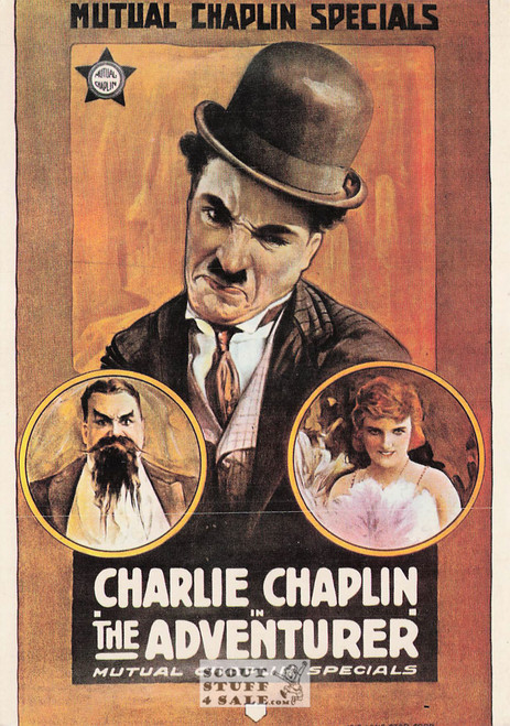 Adventurer French Movie Poster Postcard, Charlie Chaplin, Editions Nugeron #E10