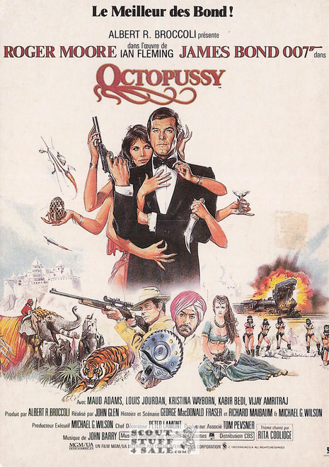 Octopussy 007 French Movie Poster Postcard, Roger Moore, Editions Nugeron #E252