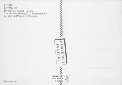 Hitcher French Movie Poster Postcard, Editions Nugeron #E316