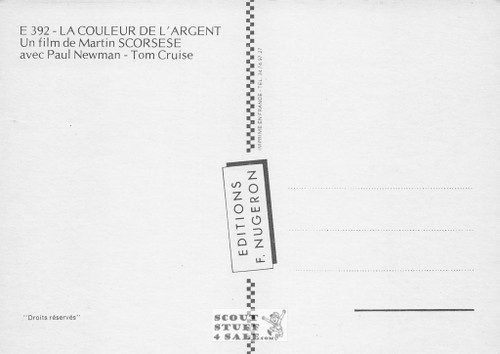 The Color of Money French Movie Poster Postcard, Cruise - Newman, #E392