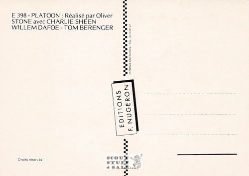 Platoon French Movie Poster Postcard, Editions Nugeron #E398