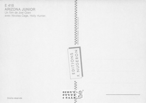 Raising Arizona French Movie Poster Postcard, Editions Nugeron #E418