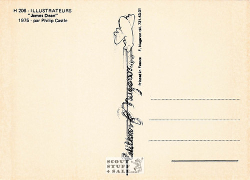 Illustration Art by Philip Castle 1975, French Postcard, James Dean, Ed. Nugeron #H206