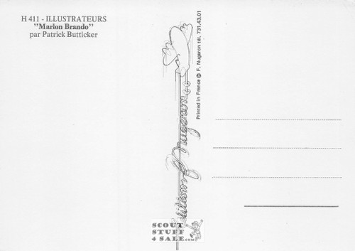 Illustration Art by Patrick Butticker, French Postcard, Marlon Brando, Nugeron #H411