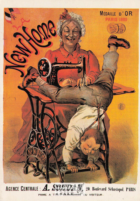 French Postcard of 1900's ad for New Home Sewing Machines, Editions Nugeron #J35
