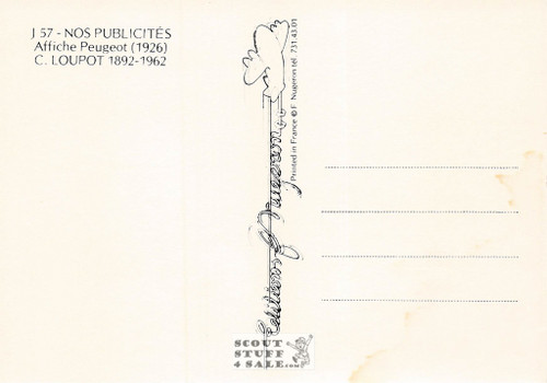 French Postcard of 1926 ad for Peugeot Cars by Loupot, Editions Nugeron #J57