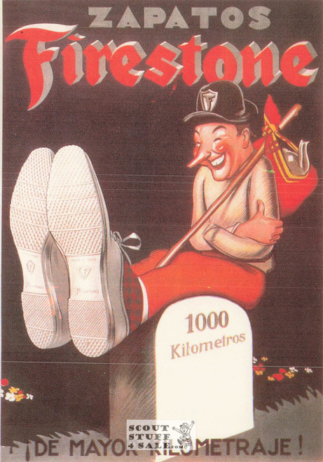 French Postcard of 1930 ad for Firestone Shoes by Mauzan, Editions Nugeron #J65