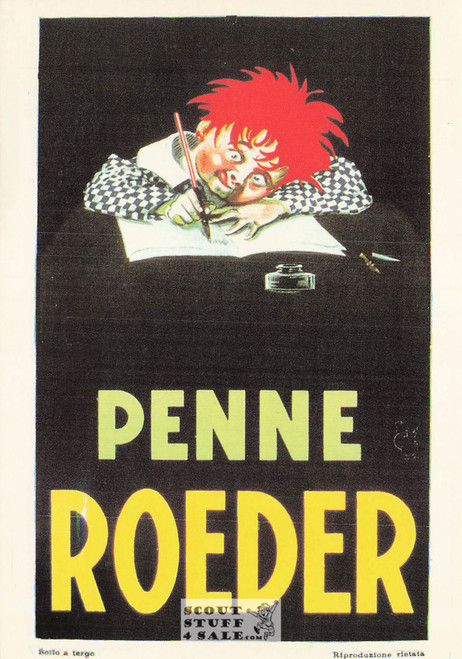 French Postcard of 1923 ad for Roeder Pens by Mauzan, Editions Nugeron #J67