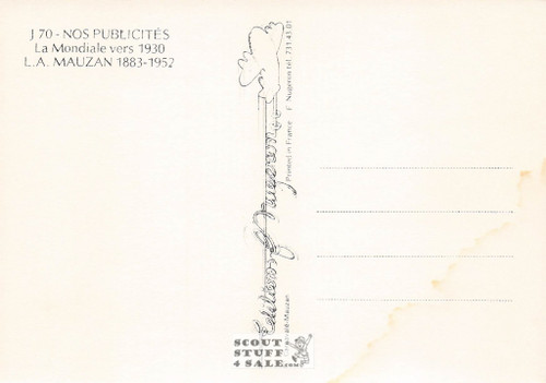 French Postcard of 1930 ad for La Mondiale Clothing Store by Mauzan, Nugeron #J70