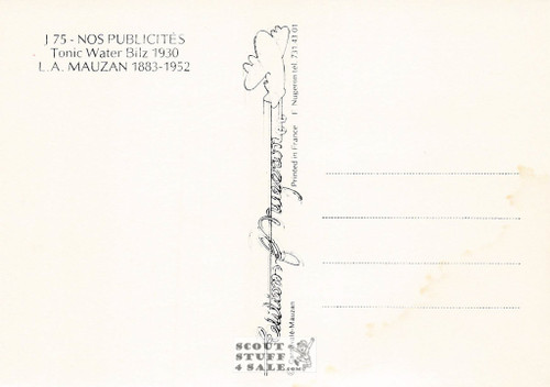 French Postcard of 1930 ad for Bilz Tonic Water by Mauzan, Editions Nugeron #J75